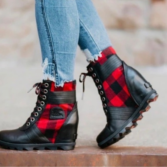 Sorel Women's Pdx Buffalo Plaid Wedge Ankle Boots - Picture 2 of 8